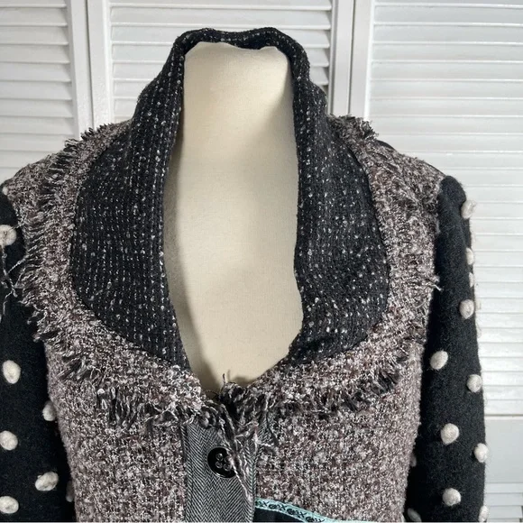 Dot Dot Couture Patchwork Knit Coat Jacket Size M NWOT - Picture 2 of 12